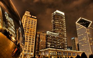 Preview wallpaper building, skyscrapers, sky, evening