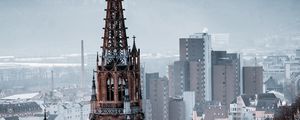 Preview wallpaper building, spire, aerial view, city, architecture