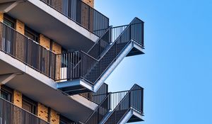 Preview wallpaper building, stairs, floors, architecture, sky