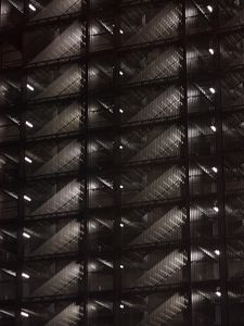 Preview wallpaper building, stairs, lights, dark