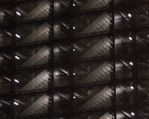 Preview wallpaper building, stairs, lights, dark