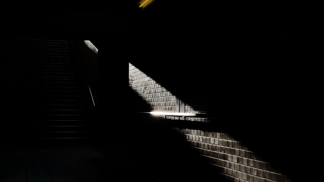 Wallpaper building, stairs, steps, light, dark