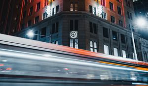 Preview wallpaper building, street, light, long exposure, neon