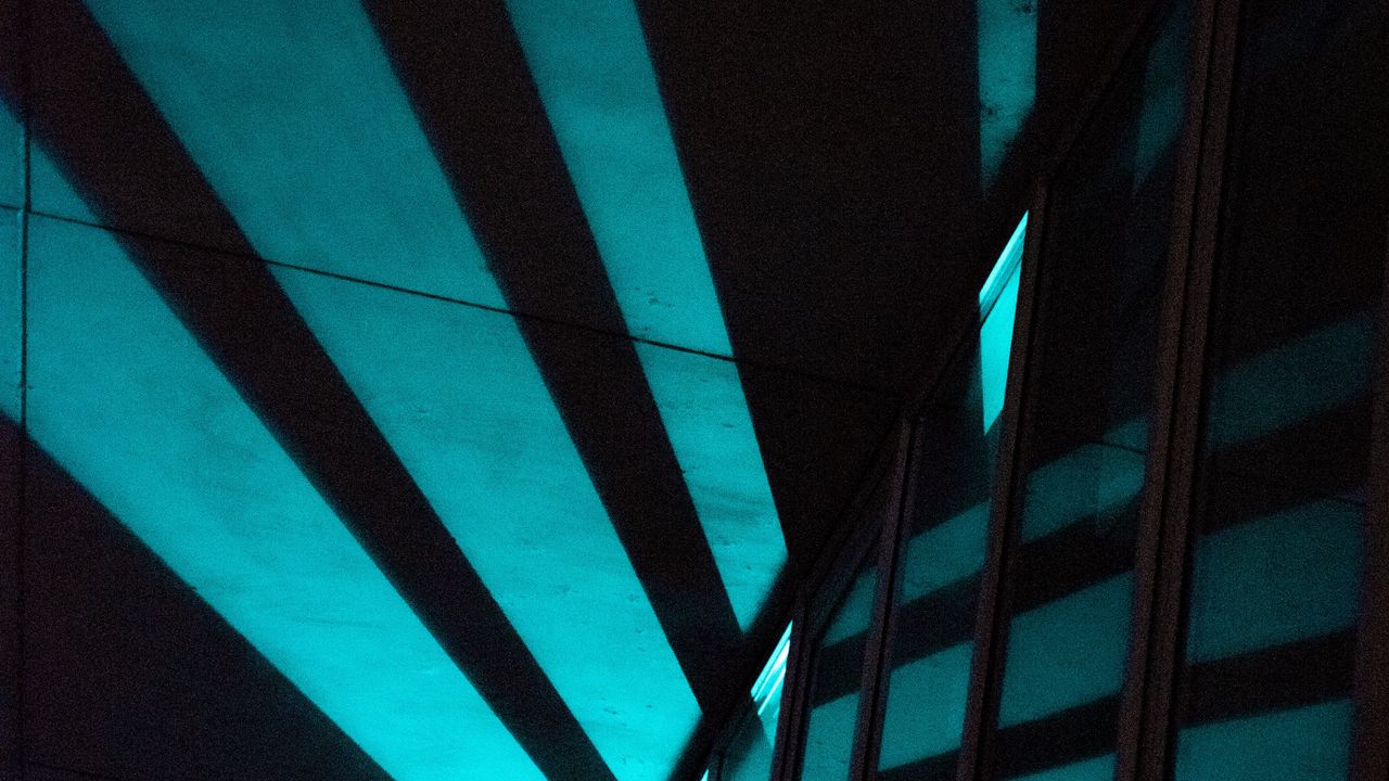 Wallpaper building, stripes, light, glow, dark