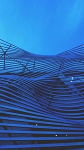 Preview wallpaper building, structure, stripes, curves, architecture, blue