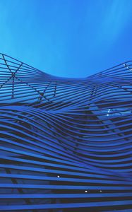 Preview wallpaper building, structure, stripes, curves, architecture, blue