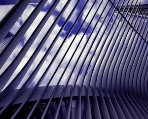 Preview wallpaper building, structure, stripes, sky, clouds