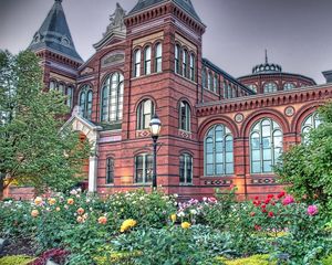 Preview wallpaper building, summer, flowers, trees, style, hdr