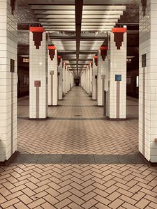 Preview wallpaper building, tiles, pillars, perspective