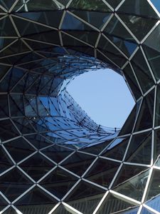 Preview wallpaper building, tower, architecture, rhombuses, blue