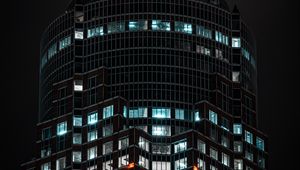 Preview wallpaper building, tower, architecture, dark, backlight