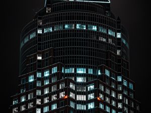 Preview wallpaper building, tower, architecture, dark, backlight