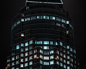 Preview wallpaper building, tower, architecture, dark, backlight