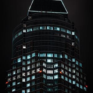 Preview wallpaper building, tower, architecture, dark, backlight