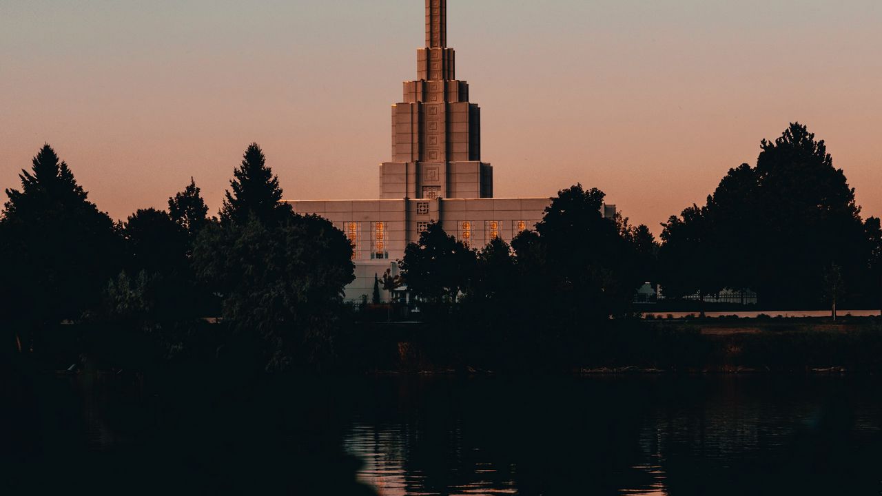 Wallpaper building, tower, architecture, lake, shore