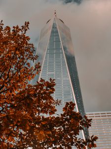 Preview wallpaper building, tower, architecture, tree, branch