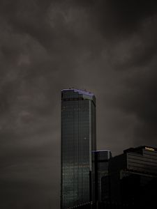 Preview wallpaper building, tower, architecture, clouds, gray