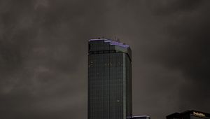 Preview wallpaper building, tower, architecture, clouds, gray