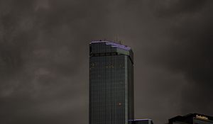 Preview wallpaper building, tower, architecture, clouds, gray