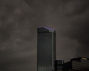 Preview wallpaper building, tower, architecture, clouds, gray