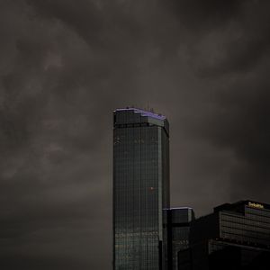 Preview wallpaper building, tower, architecture, clouds, gray