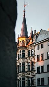 Preview wallpaper building, tower, architecture, sunset