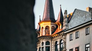 Preview wallpaper building, tower, architecture, sunset