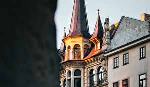 Preview wallpaper building, tower, architecture, sunset