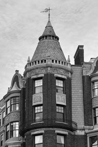 Preview wallpaper building, tower, architecture, bricks, windows, black and white