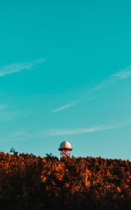 Preview wallpaper building, tower, ball, trees, treetops