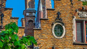 Preview wallpaper building, tower, bricks, stained glass, architecture