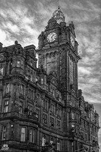 Preview wallpaper building, tower, clock, architecture, black and white