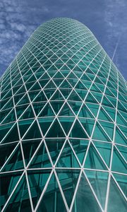 Preview wallpaper building, tower, glass, architecture, bottom view