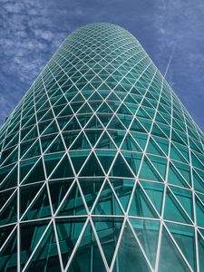 Preview wallpaper building, tower, glass, architecture, bottom view