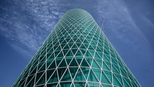 Preview wallpaper building, tower, glass, architecture, bottom view