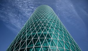 Preview wallpaper building, tower, glass, architecture, bottom view