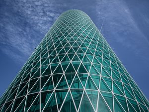 Preview wallpaper building, tower, glass, architecture, bottom view
