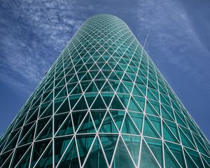 Preview wallpaper building, tower, glass, architecture, bottom view