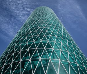 Preview wallpaper building, tower, glass, architecture, bottom view