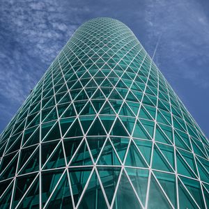 Preview wallpaper building, tower, glass, architecture, bottom view