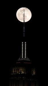 Preview wallpaper building, tower, moon, night, dark