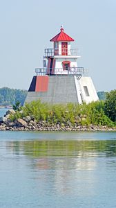 Preview wallpaper building, tower, range light, river