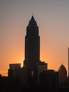 Preview wallpaper building, tower, silhouettes, twilight