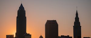 Preview wallpaper building, tower, silhouettes, twilight