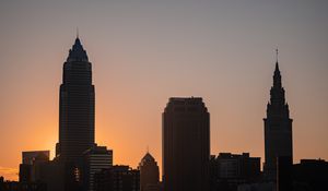 Preview wallpaper building, tower, silhouettes, twilight