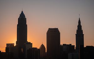 Preview wallpaper building, tower, silhouettes, twilight