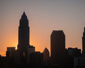 Preview wallpaper building, tower, silhouettes, twilight