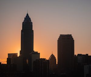 Preview wallpaper building, tower, silhouettes, twilight