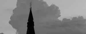 Preview wallpaper building, towers, silhouettes, clouds, evening