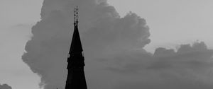 Preview wallpaper building, towers, silhouettes, clouds, evening